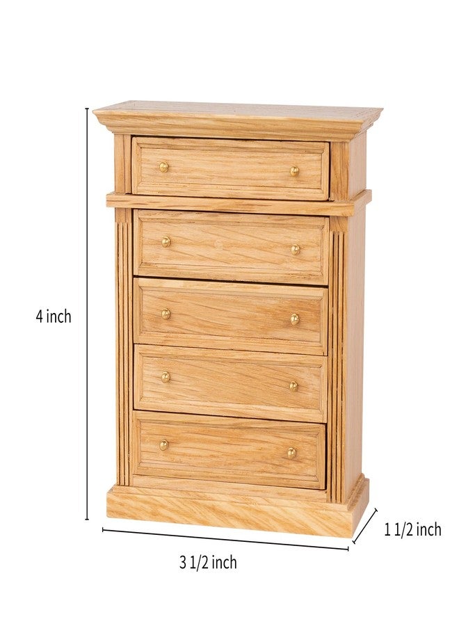 Waldosia 1:12 Scale Dollhouse Miniature Oak Dresser - 5-Drawer Wooden Chest for Bedroom, Roombox, Booknooks and Dioramas Furniture - Image 4